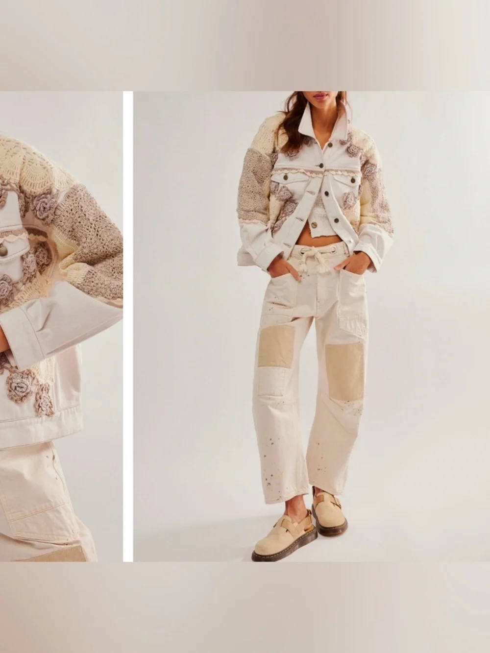 NWOT Free People Bali Rare Hearts Jacket - After Glow Cream Tan Ivory - Medium - Picture 5 of 13